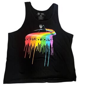 Pink Floyd Tank Top Men’s XL Black Rainbow Prism Graphic Band Tee Sleeveless